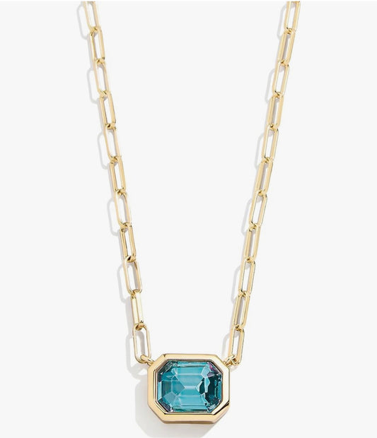 Bauble Bar - Gold Paperclip Chain with Blue Topaz CZ Stone
