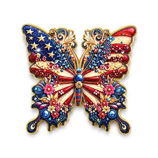 Kingdom Couture - Patriotic Butterfly Pin