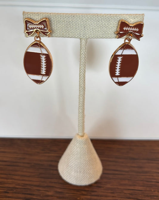 Kingdom Couture - Football Bow Drop Earrings