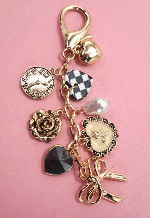 JOSSlyn - Bow Checkered Heart Purse Charm