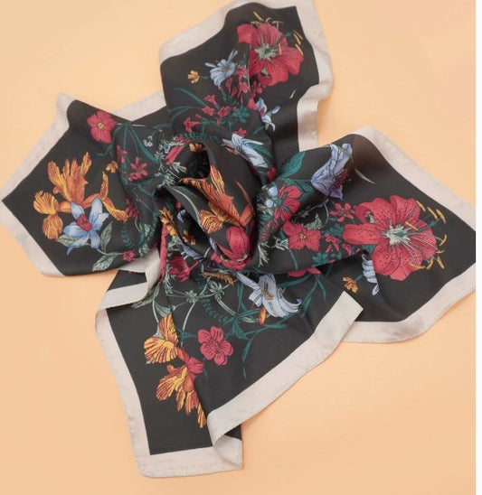 JOSSlyn - Large Black Print Bandana Scarf