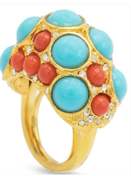 Kenneth Jay Lane - Turquoise and Coral Ring