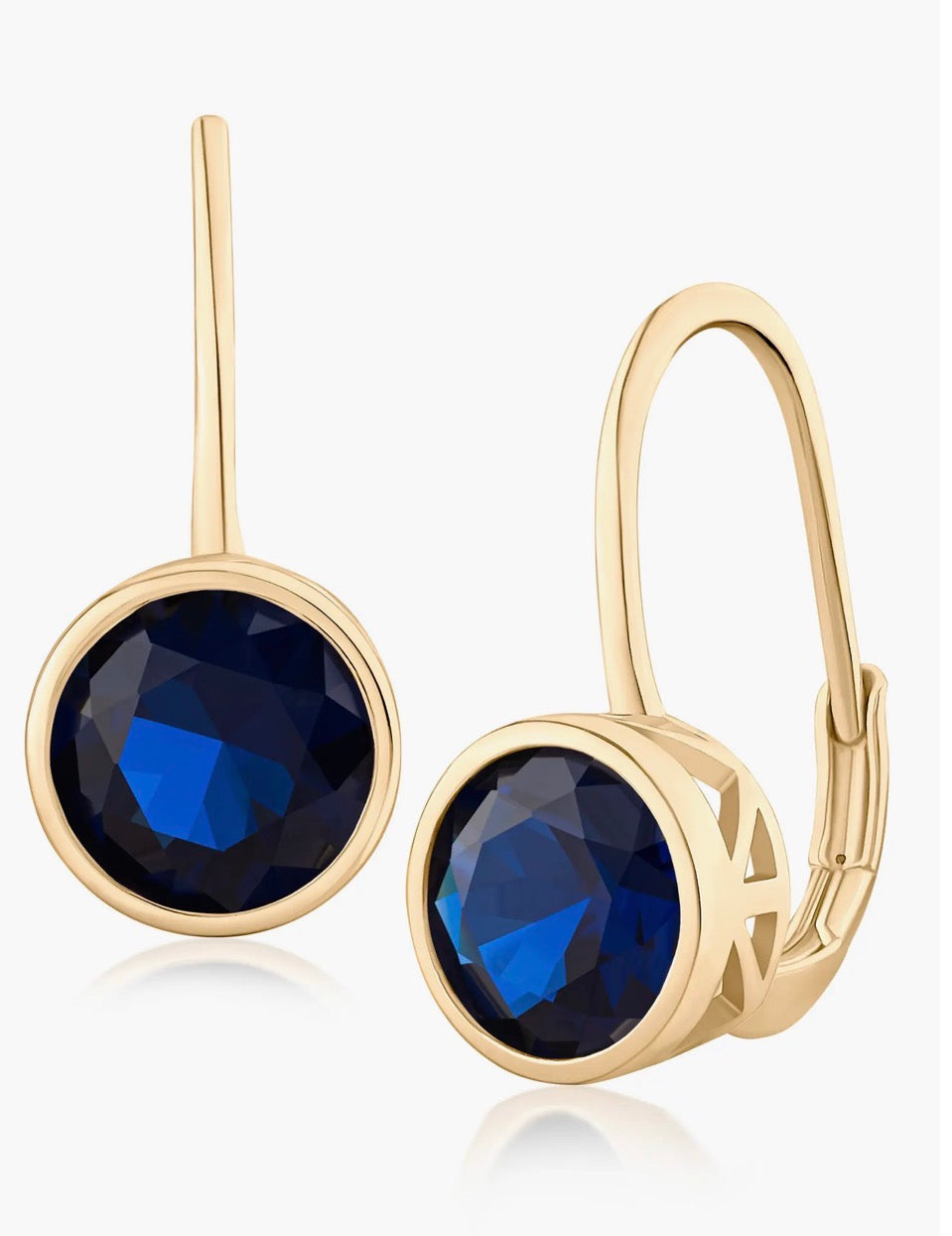Kenneth Jay Lane - Round Bezel CZ Sapphire Drop Earrings