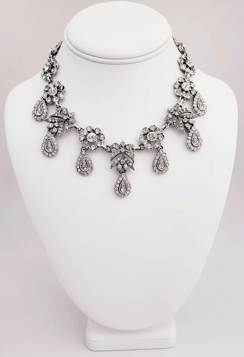 Kenneth Jay Lane - Adjustable Antique Silver with Crystal Drop Necklace