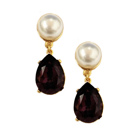 Kenneth Jay Lane - Pearl & Amethyst Teardrop Earrings