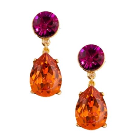 Kenneth Jay Lane - Fuchsia and Padparadscha Teardrop Earrings