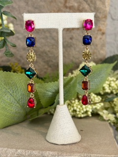 Kingdom Couture - Multi Color Gemstone Drop Earrings