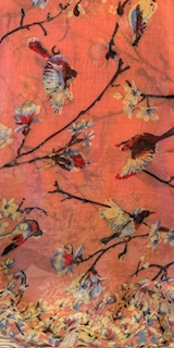 Kingdom Couture - Bird and Flower Scarf - Coral