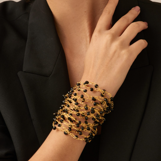 Lavish by Tricia Milaneze - Black and Gold Multi String Bracelet