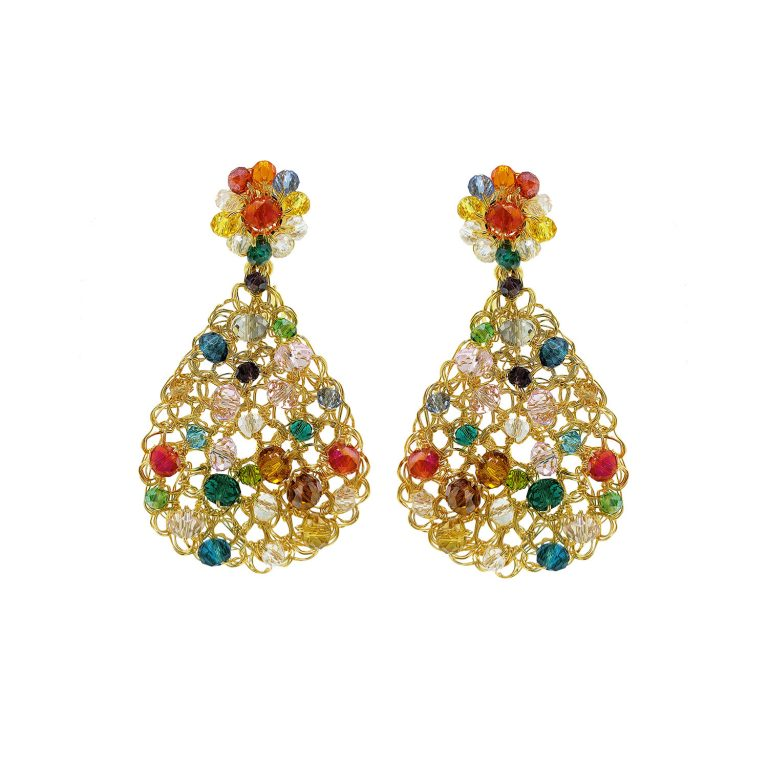 Lavish by Tricia Milaneze - Multi Color Gold Aurora Drop Earrings