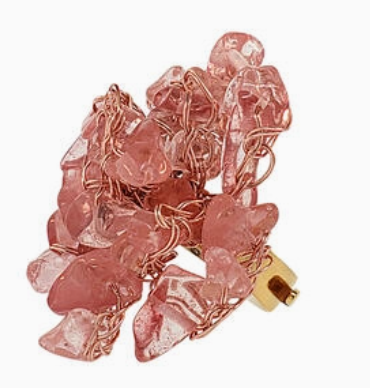 Lavish by Tricia Milaneze - Rose Quartz Mix Rocks Cluster Ring