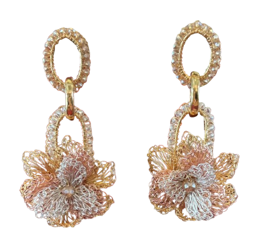 Lavish by Tricia Milaneze - Trio Gold Rose Link Earrings