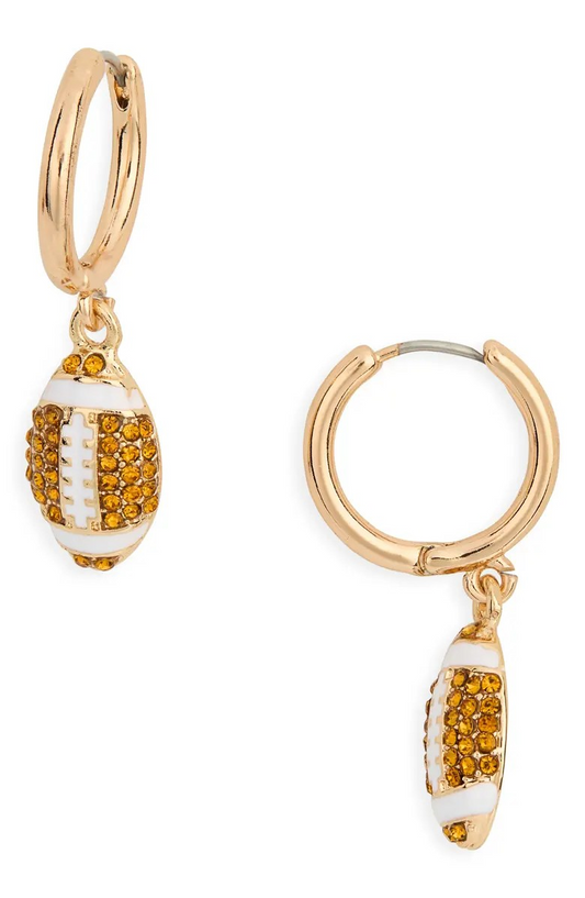Leith - Football Huggie Drop Earrings