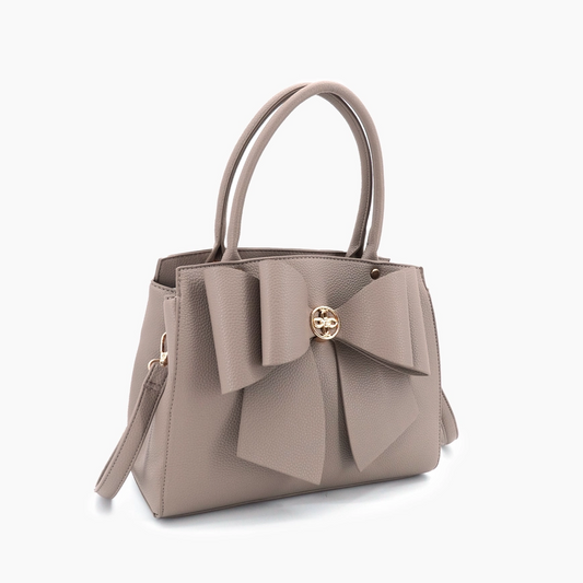 Like Dreams - Park Double Bowtie Top Handle Satchel - Taupe