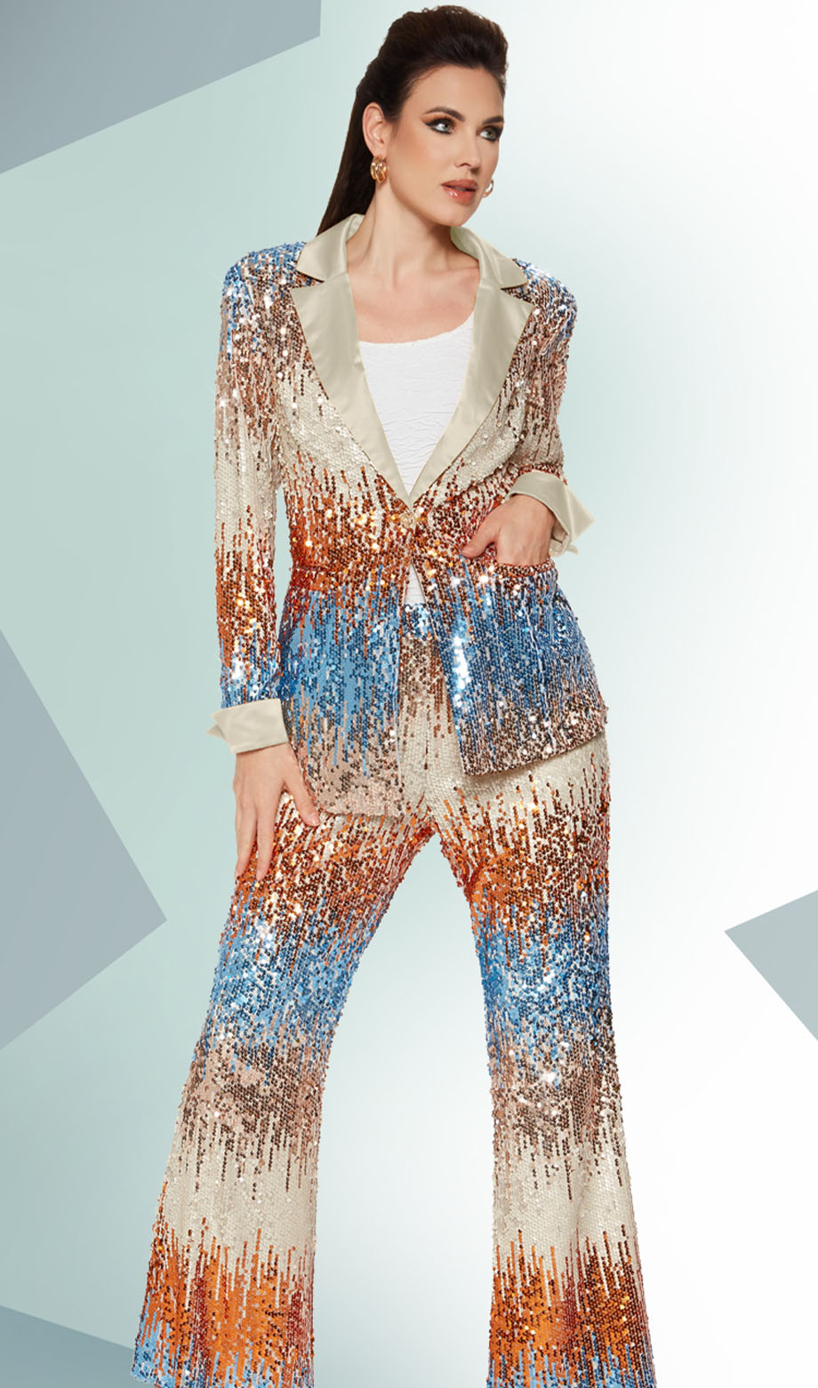 Love The Queen - Multi Color Sequin Pant Suit