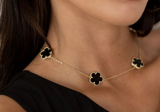 Sahira Jewelry Design - Adeline Clover Necklace Onyx