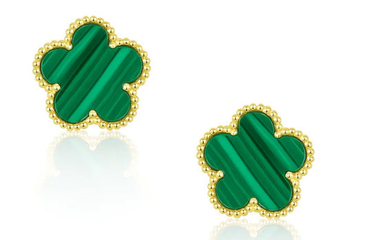 Sahira Jewelry Design - Adeline Clover Earring Malachite