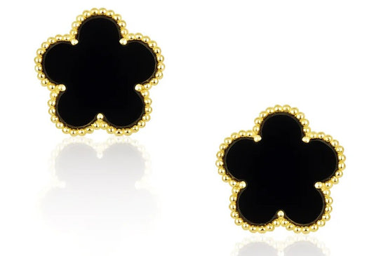 Sahira Jewelry Design - Adeline Clover Stud Earrings - Onyx