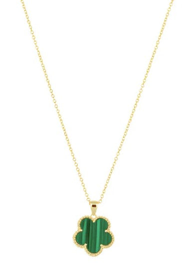 Sahira Jewelry Design - Adeline Clover Pendant Necklace Malachite