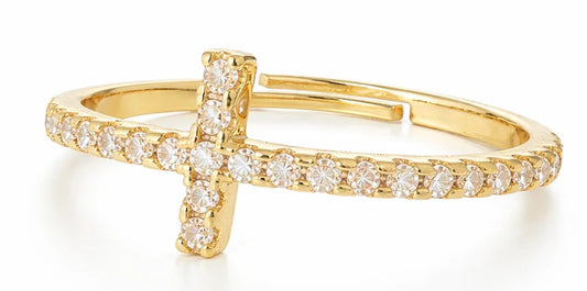 Sahira Jewelry Design - Pave Cross Ring - Gold