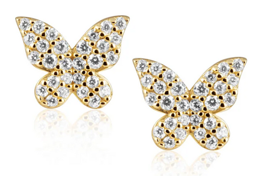 Sahira Jewelry Design - Elsie Pave Butterfly Stud Earrings