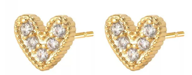 Sahira Jewelry Design - Nia Pave Heart Stud Earrings