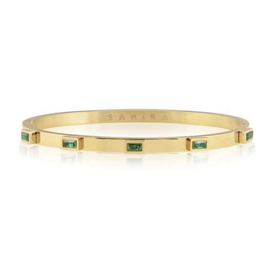 Sahira Jewelry Design - Emerald Hinged Bangle Bracelet