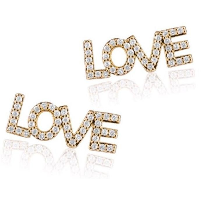 Sahira Jewelry Design - LOVE Stud Earrings - Gold