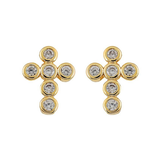 Sahira Jewelry Design - Mini Mimi Cross Earrings - Crystal