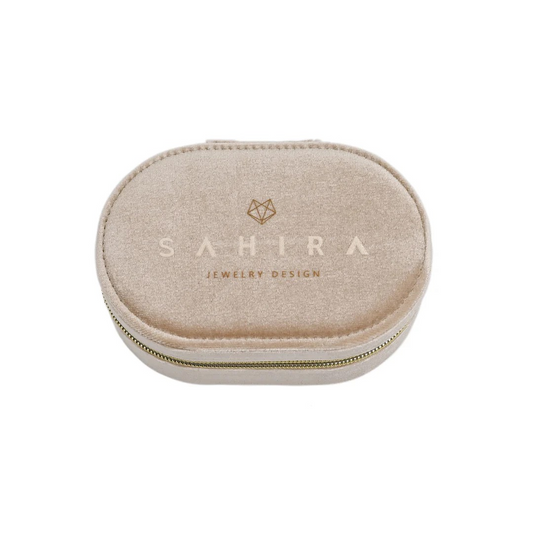 Sahira Jewelry Design - Velvet Travel Jewelry Box - Tan