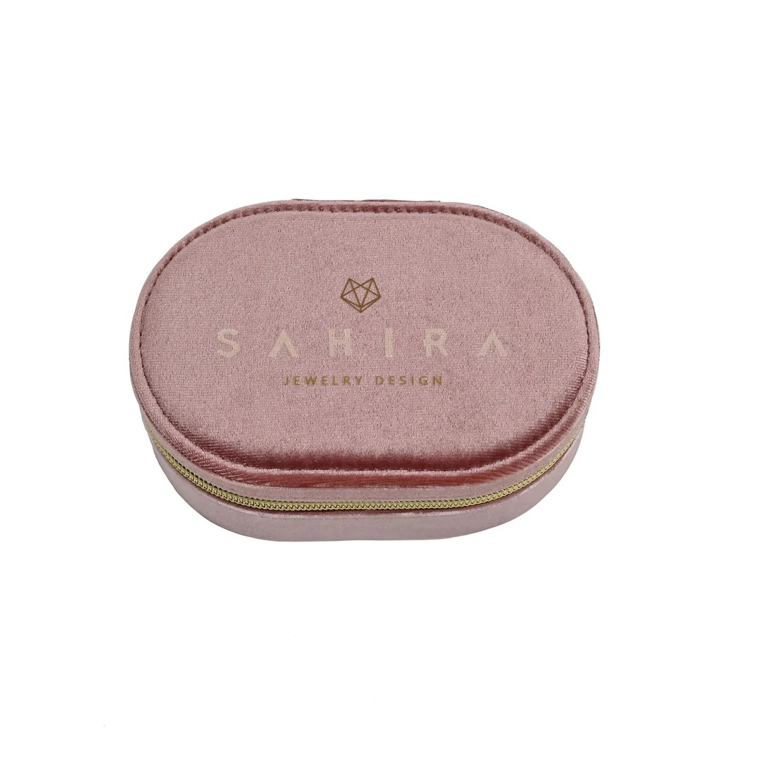 Sahira Jewelry Design - Velvet Travel Jewelry Box - Blush