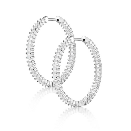 Sahira Jewelry Design - Radiant Hoop Earrings - Silver