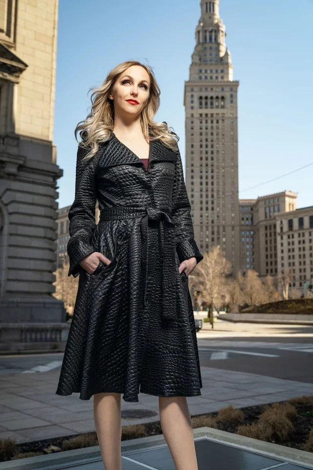 Samuel Dong - Black Diamond Quilted Coat Dress