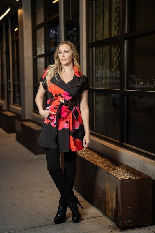 Samuel Dong - Black & Red Trench Jacket Dress