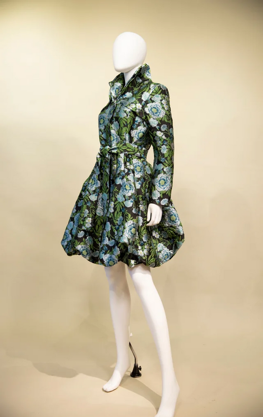 Samuel Dong - Green and Silver Bubble Coat Dress