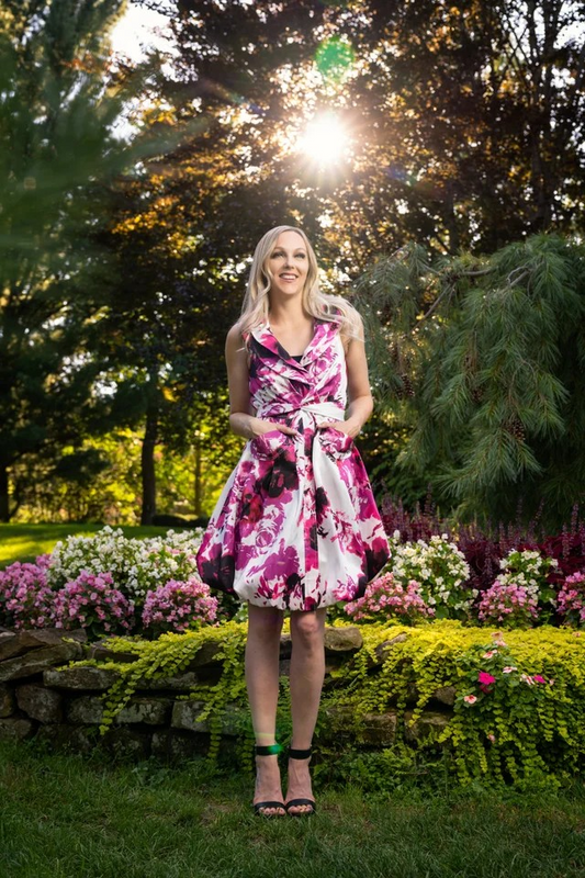Samuel Dong - Magenta & White Dress
