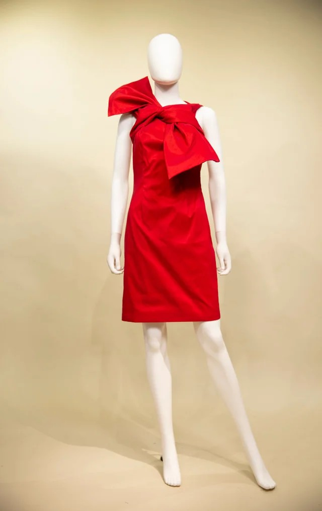 Samuel Dong - Red Dupioni Tie Dress