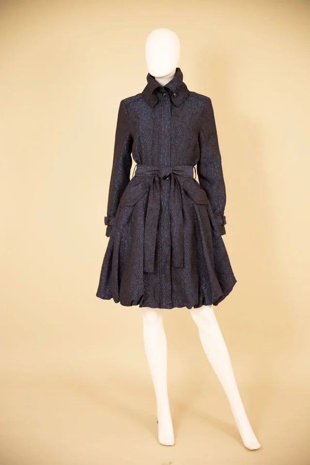 Samuel Dong - Jacquard Bubble Coat Dress - Midnight Blue