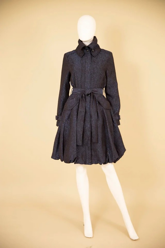 Samuel Dong - Jacquard Bubble Coat Dress - Midnight Blue