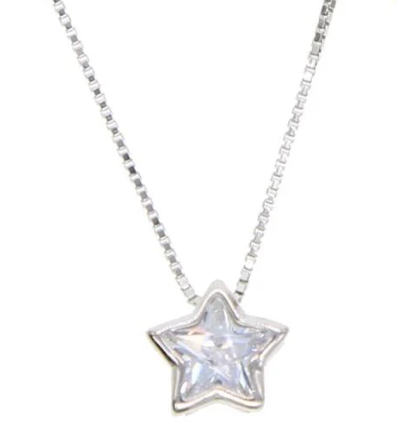 Sahira Jewelry Design - CZ Bezel Star Necklace - Silver