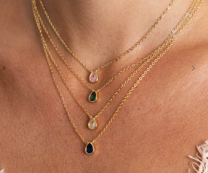 Sahira Jewelry Design - Ines Raindrop Necklace - Emerald