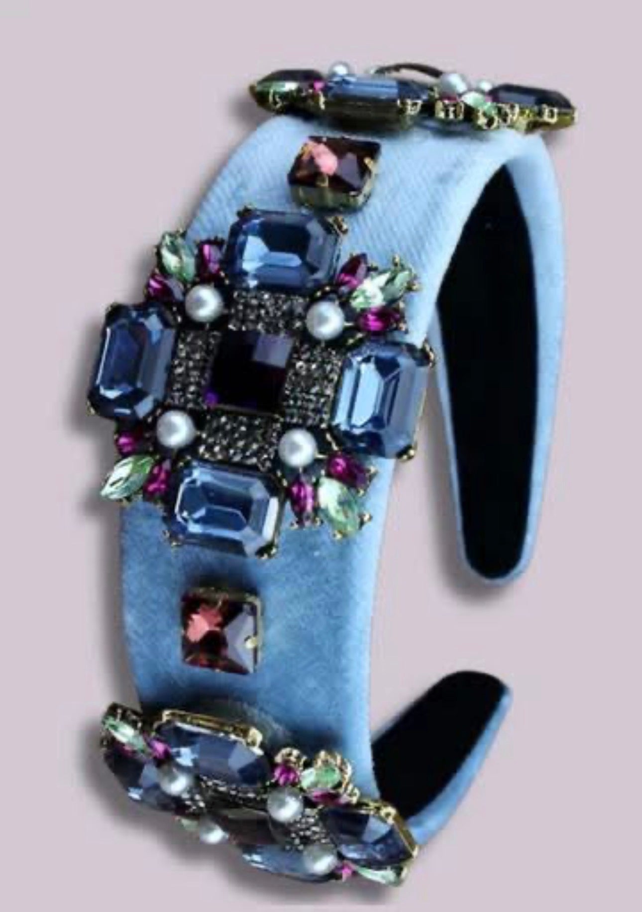 Kingdom Couture -Elegant Crystal Headband - Light Blue