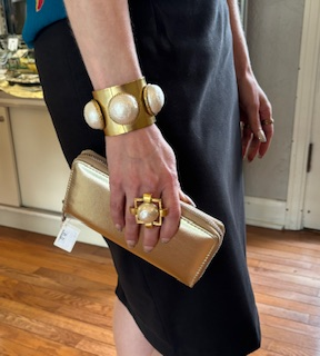 Yochi NY - Gold and Pearl Cuff Bracelet