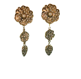Yochi NY - Flower & Crystal Earrings