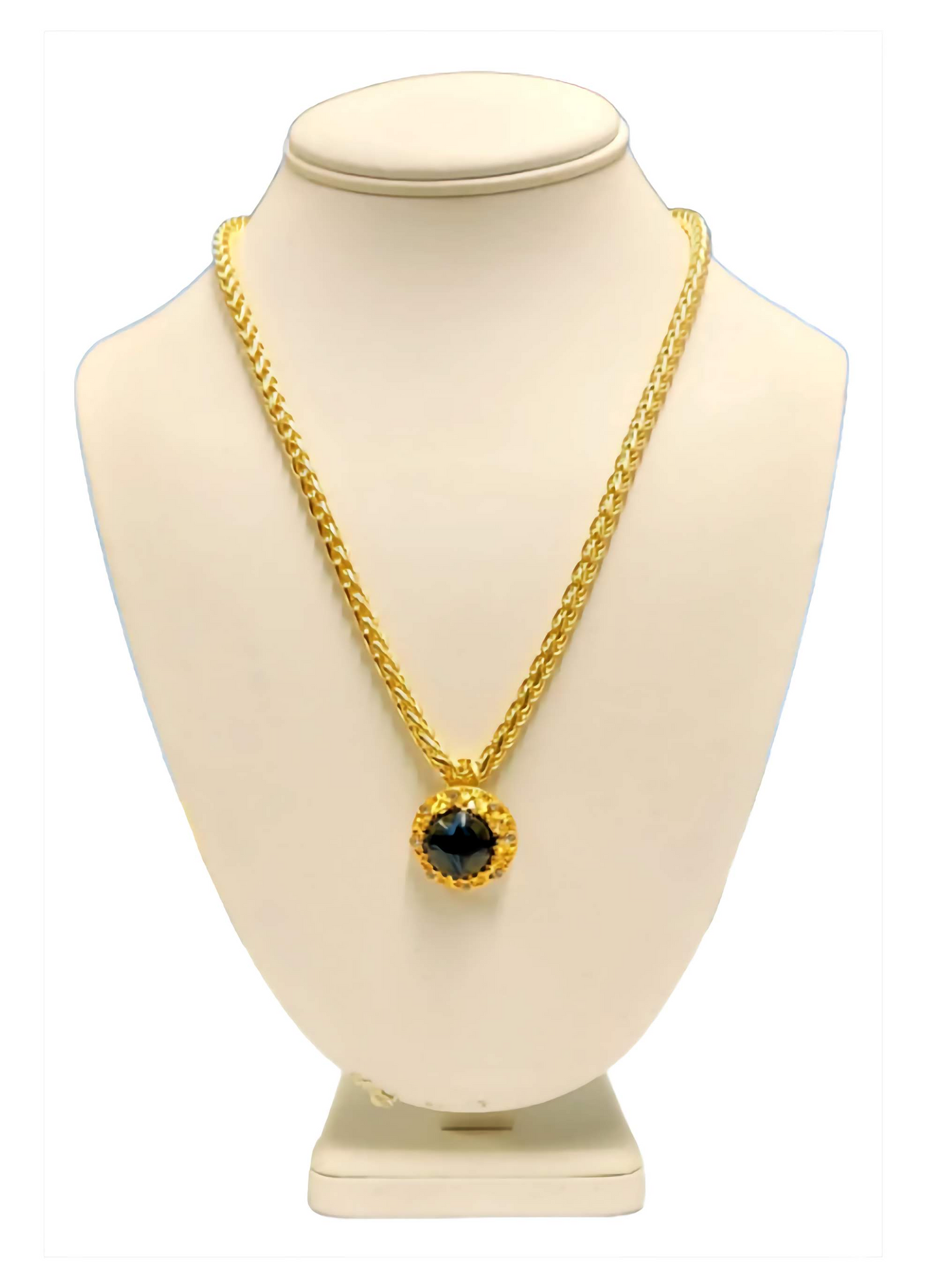 Kenneth Jay Lane - Gold Crystal Flawed Sapphire Necklace